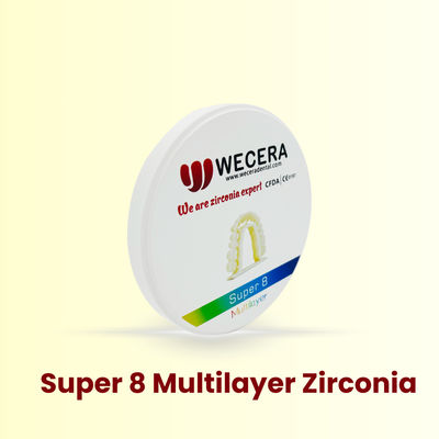 Disco de Zircônia Multicamadas para Coroas e Pontes Compatível com Máquinas Roland, VHF, imes-icore - Material Odontológico Durável para Fresagem de Precisão