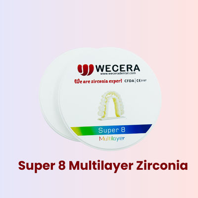 Roland VHF imes-icore Compatible Multilayer Zirconia Disc Superfície lisa Zirconia Dental Milling Disc para restaurações precisas