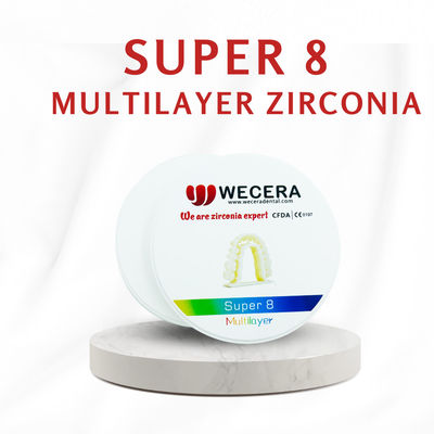 Roland VHF imes-icore Compatible Multi-Layer Zirconia Disc Superfície lisa Ideal para aplicações dentárias de fresagem CAD CAM